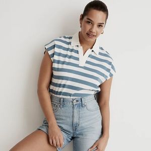Madewell Blue and White Striped Short Sleeve Tee